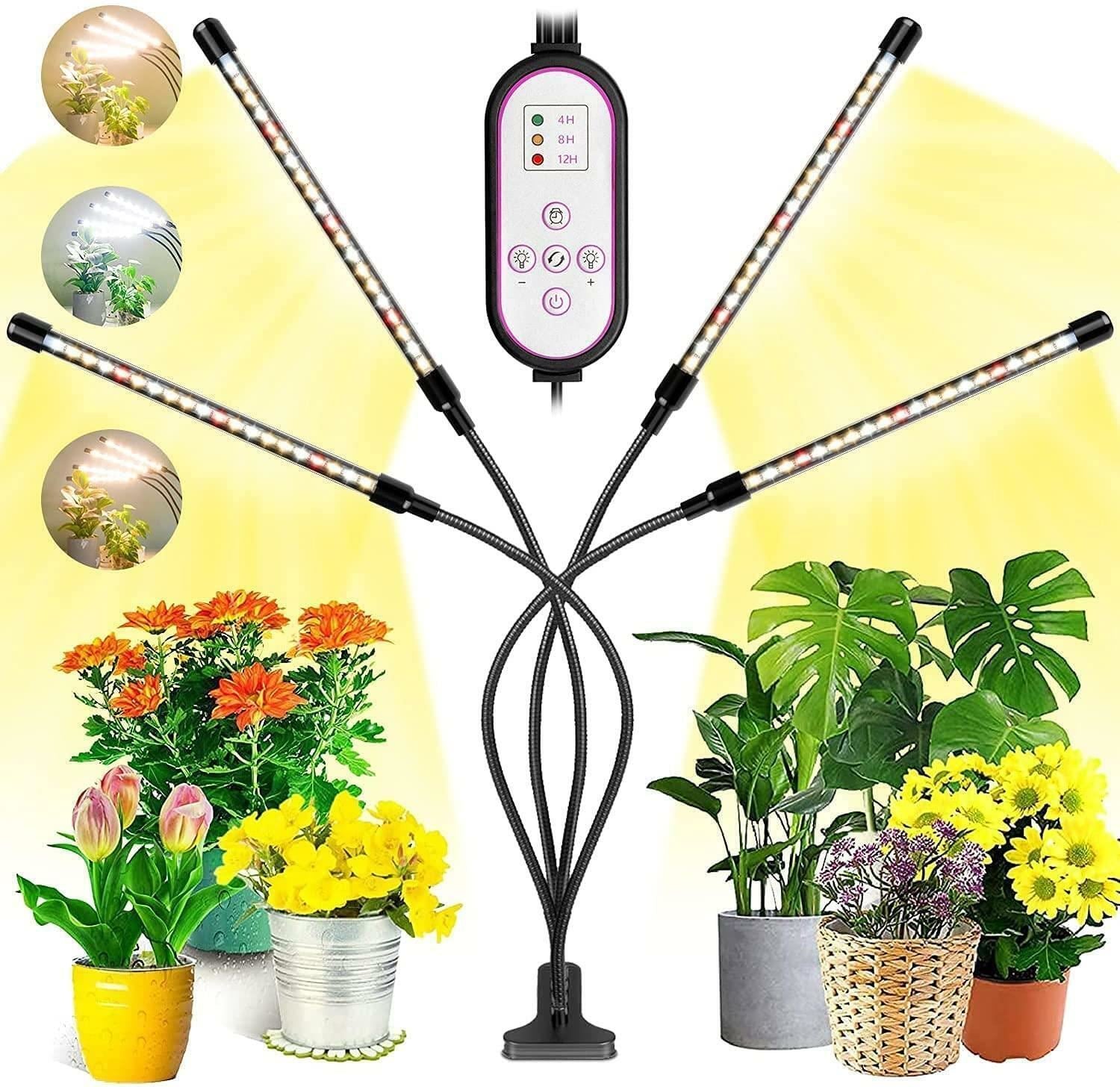 Senelux Grow Light 4 Heads 80 LED JZZYK-04CWR Full Spectrum Plant Growing Lamp for Indoor Plant