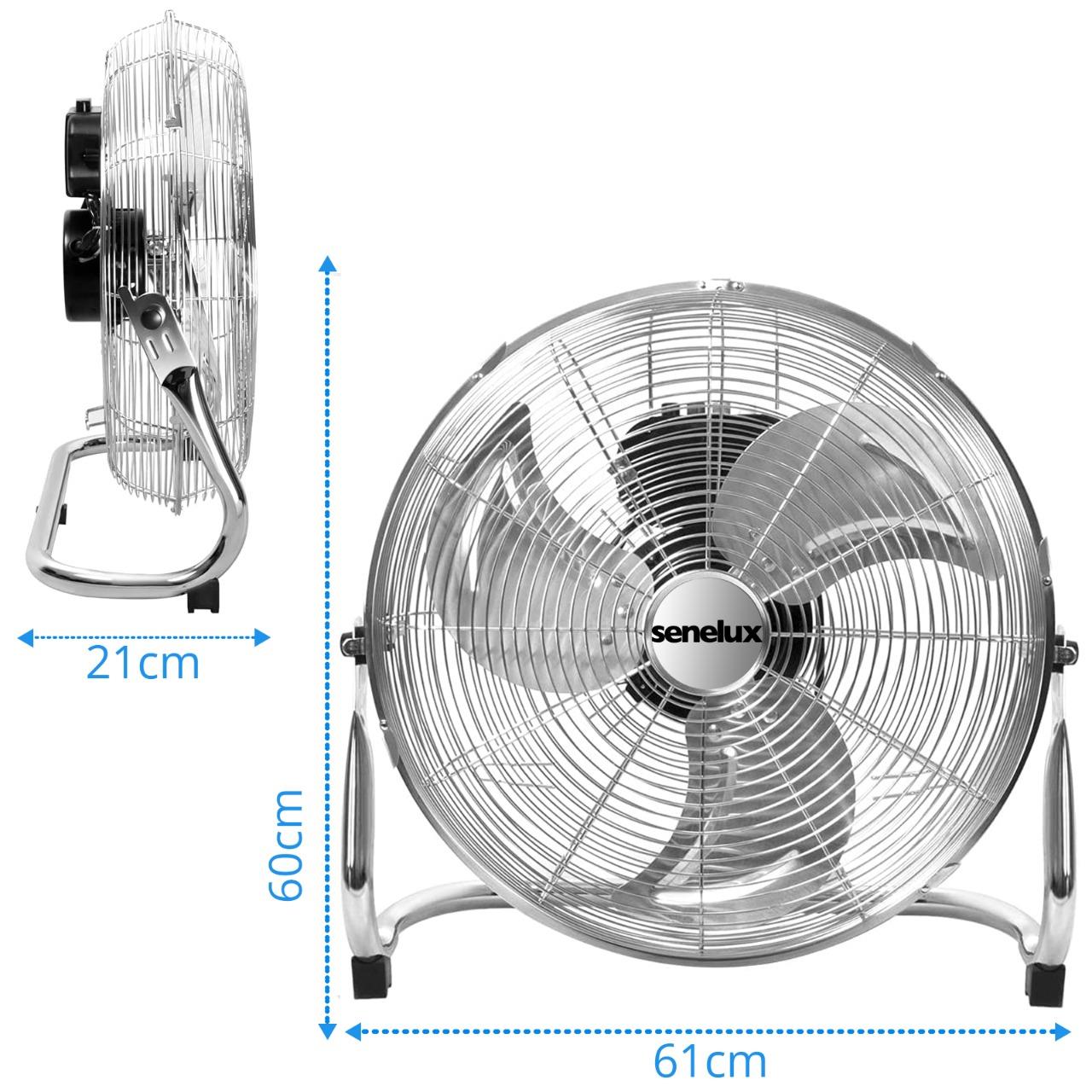 Senelux 20" (50cm) Metal Chrome Floor Stand Fan