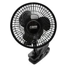 RAM 7" Oscillating Clip-On Fan 20W Black