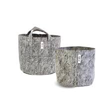 Root Pouch Grey Fabric Pots with Handles