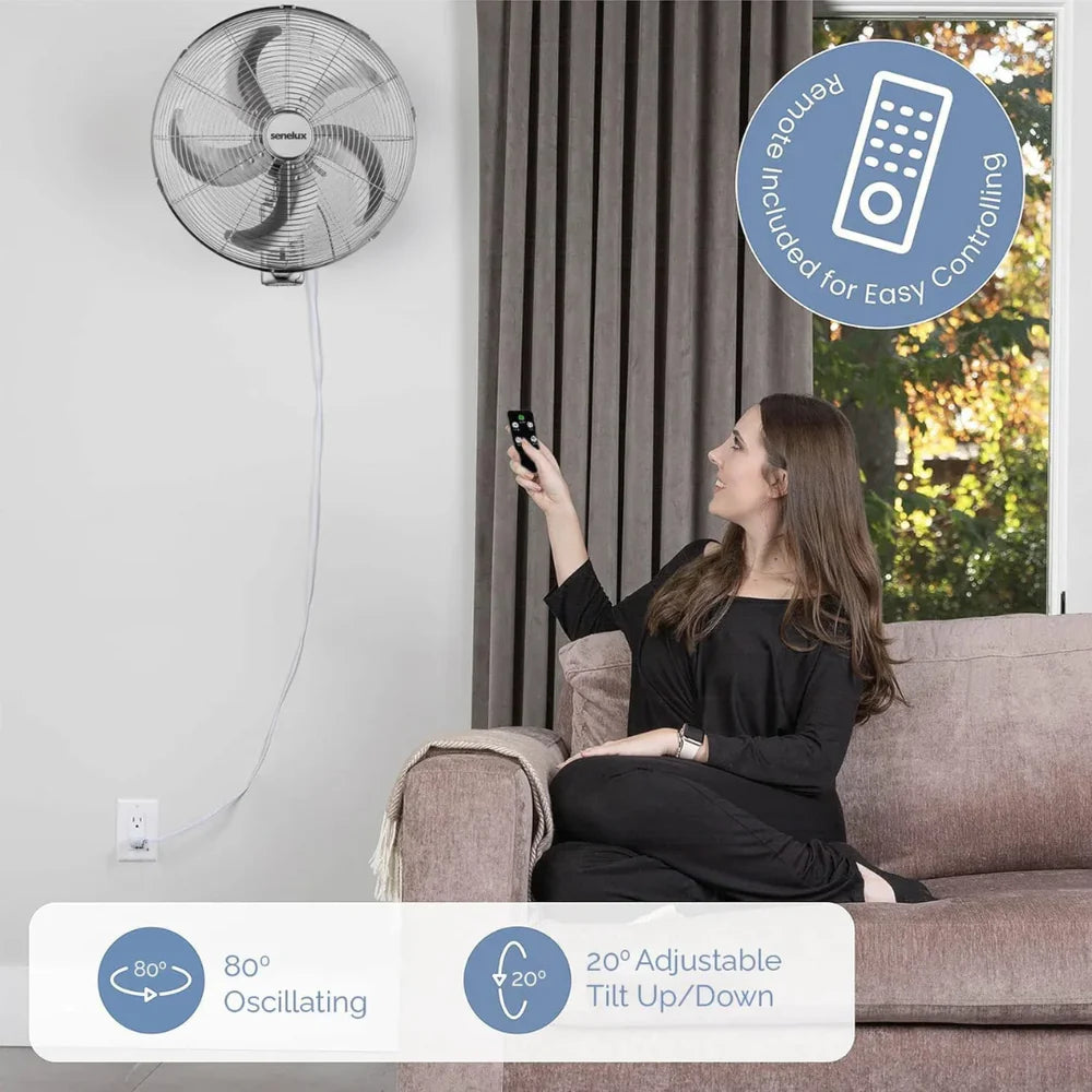 Senelux 16" Wall Mounted Chrome Fan