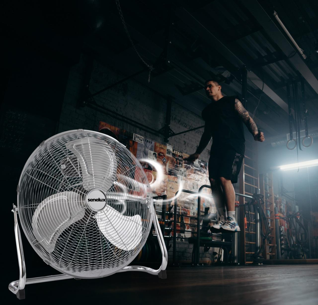 Senelux 20" (50cm) Metal Chrome Floor Stand Fan