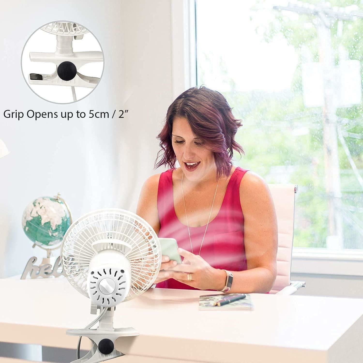 Senelux 6-Inch (15cm) Clip-On Fan – 2 Speeds