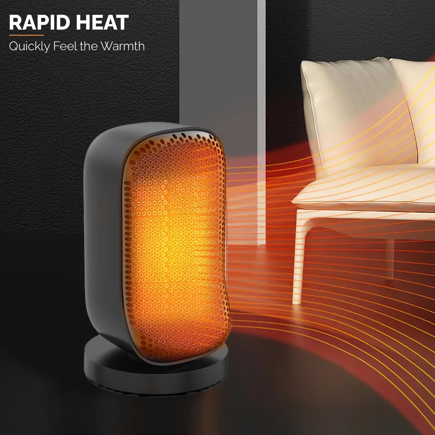 Senelux Space Heater, PTC Portable Electric Desktop Heater 600W