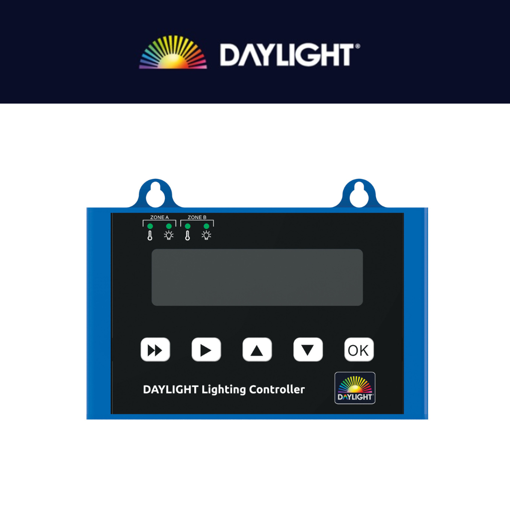 Daylight lighting controller with control panel on a white background