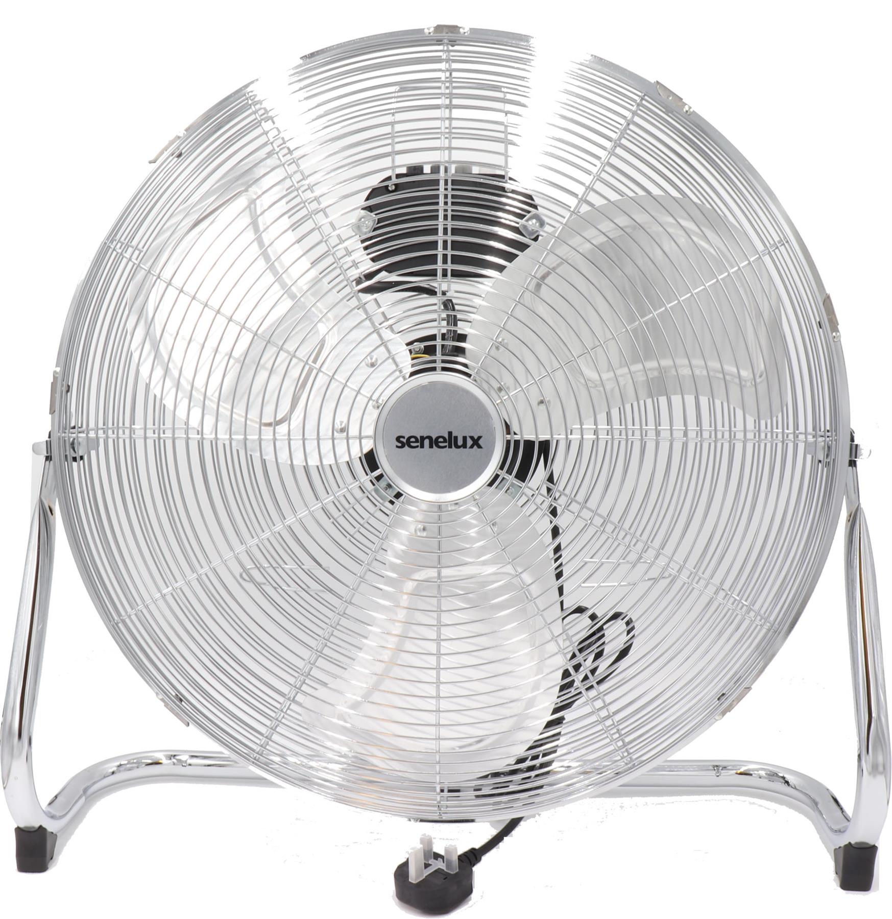 Senelux 20" (50cm) Metal Chrome Floor Stand Fan