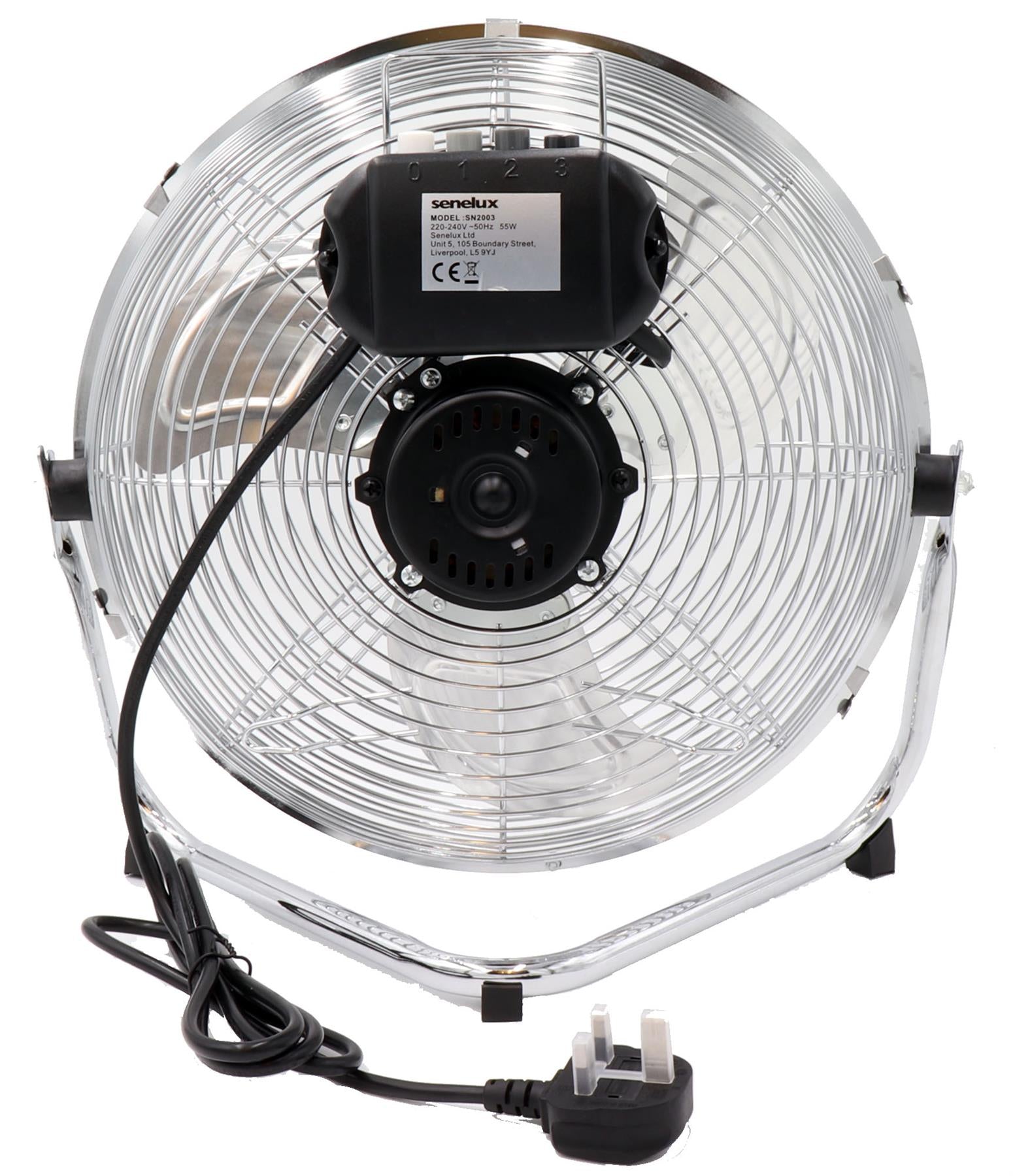 Senelux 12" (30cm) Metal Chrome Floor Stand Fan
