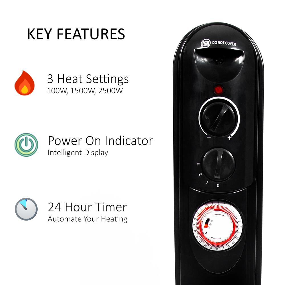 GroWarm 2500W Oil Heater with Timer
