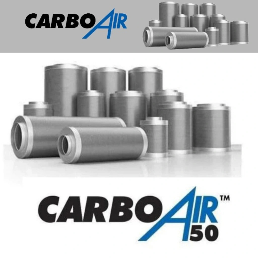 CarboAir 50 Carbon Filter – Premium 50mm Virgin Activated Carbon, High Airflow Hydroponic Grow Room Odour Control &amp; Extraction Filter