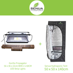 Senua Hydroponic Tent 50 x 50 x 140cm with Gorilla Flexible Propagator 56 x 36 x 22cm With 2 x 60CM LED Propagator Strips