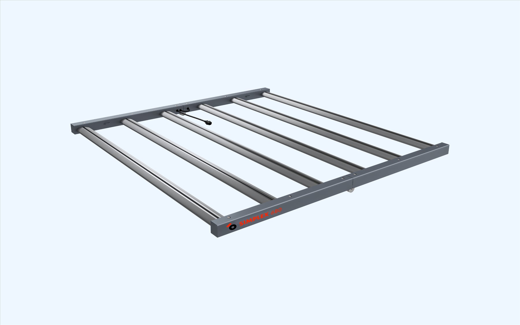 The Nokotech 680 Simplex shown from above the sturdy design of the back of the lighting fixture can be seen as can the subtle, all-grey design