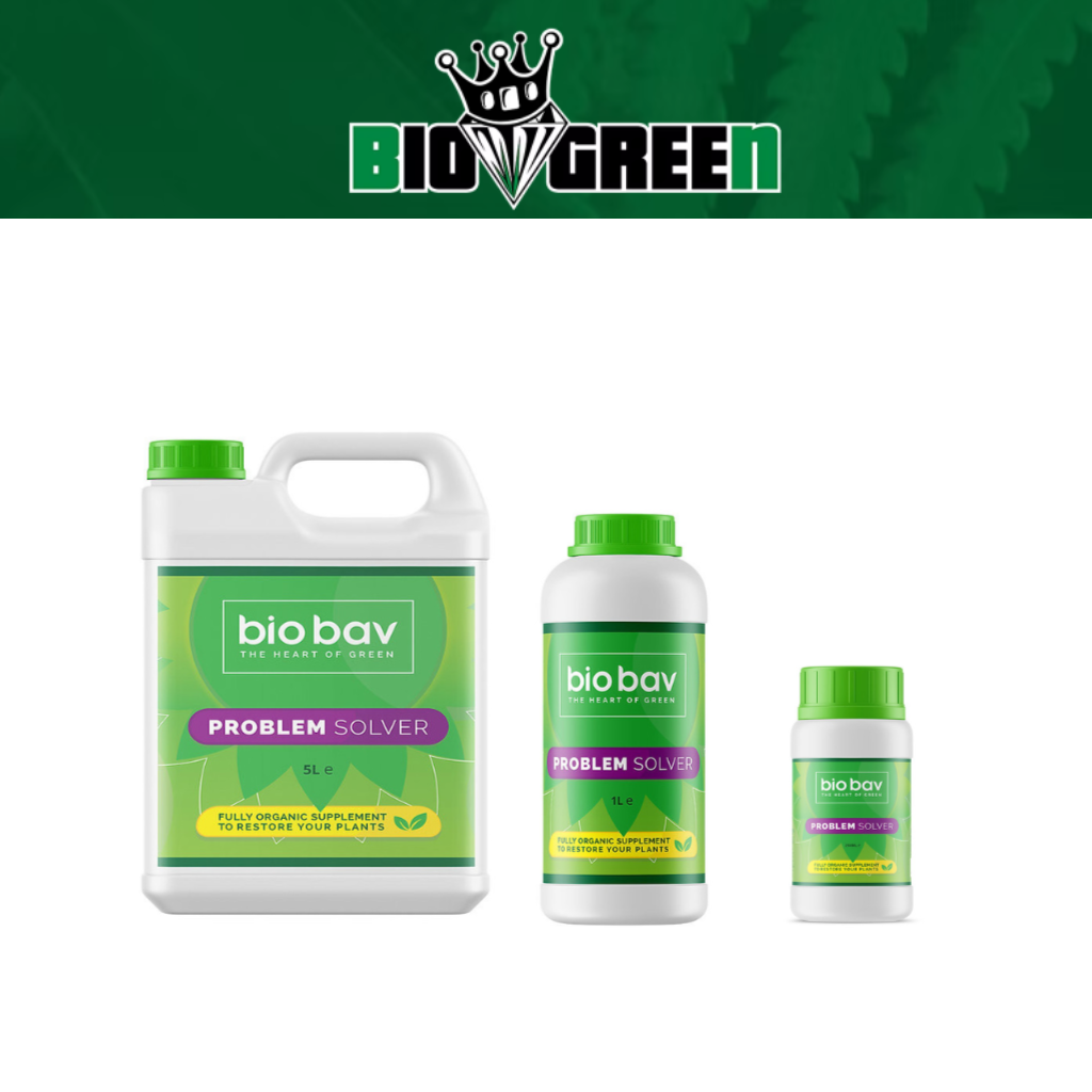 Bio Bav plant supplement products with BioGreen logo on a white background
