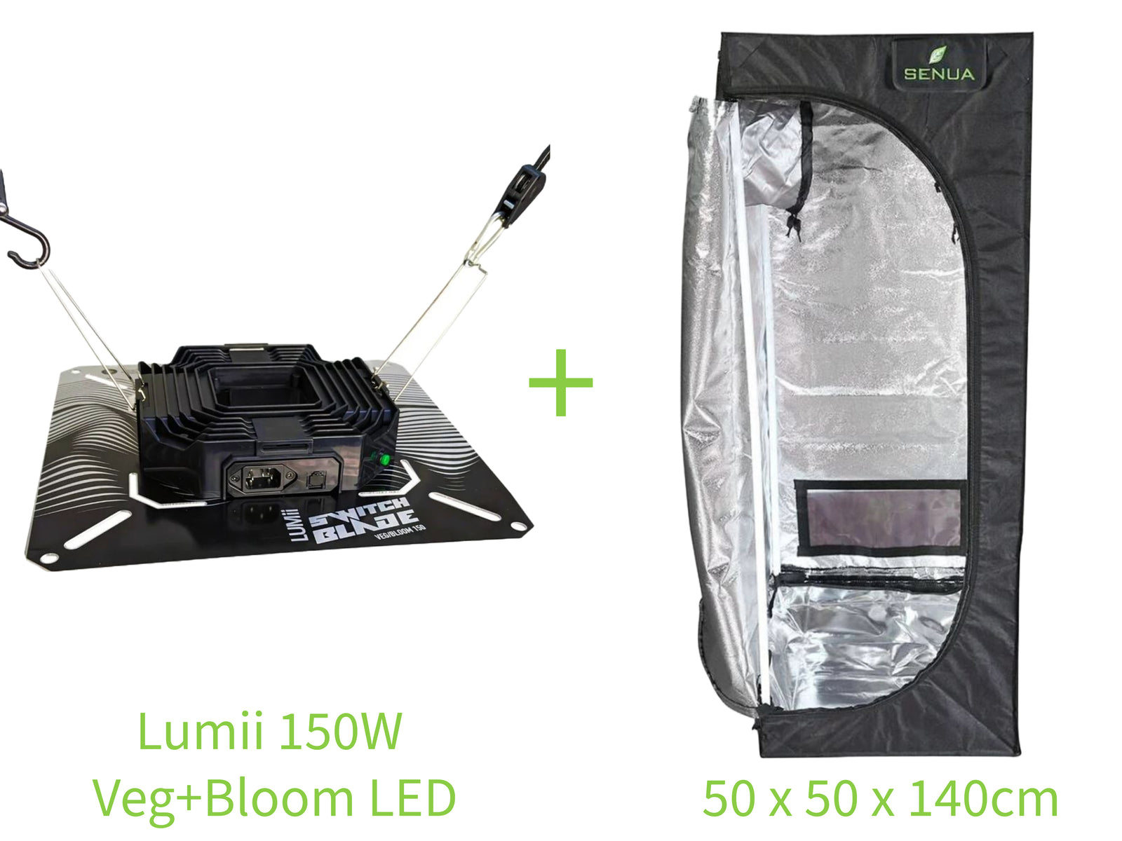 Senua Hydroponic tent 150 x 150 x 140cm with Lumii Switch LED
