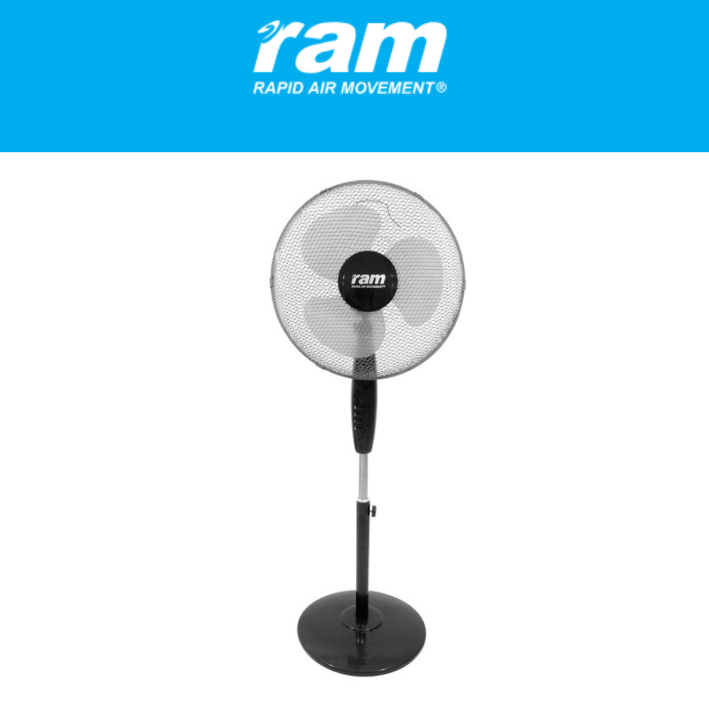 RAM 400mm (16") Solid Base Pedestal Fan - 3 Speed