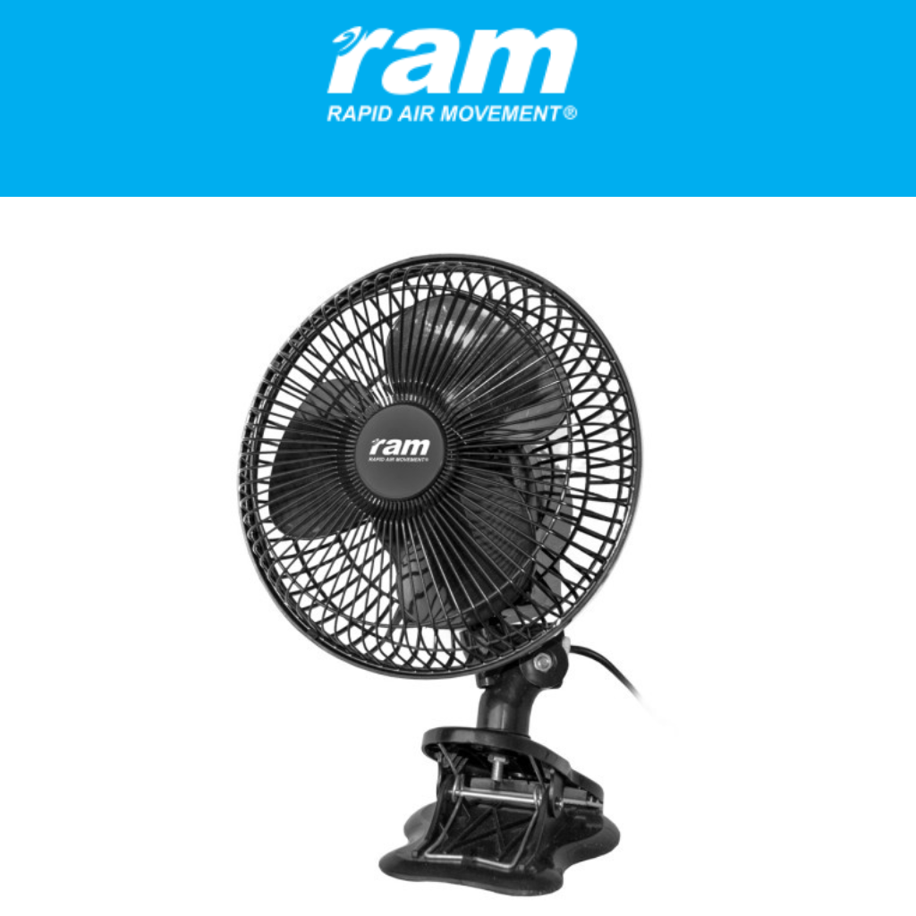 RAM 7" Oscillating Clip-On Fan 20W Black