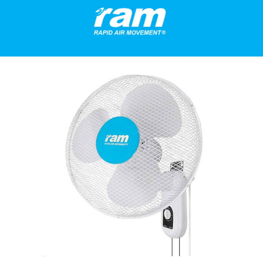 RAM 16" 400mm 3 Speed Oscillating Wall Mountable Fan