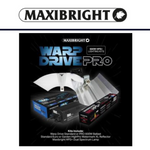 Maxibright reflector, lights and controller on a black background