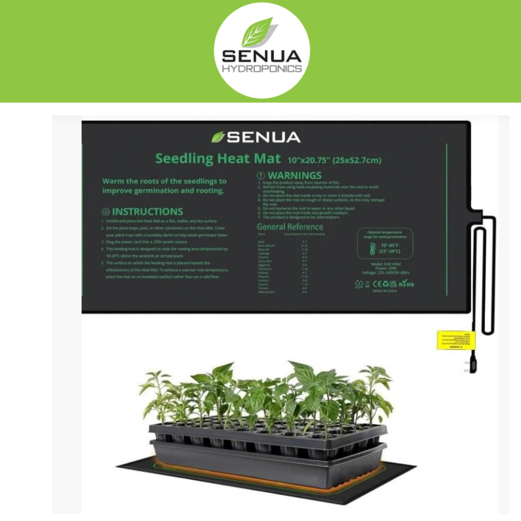 Senua Seedling Heat Mat 20W (25.4 x 52.7 cm) - Heated Propagator for Germination