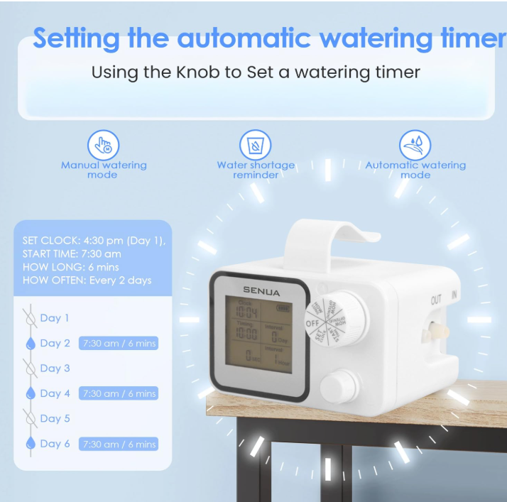 Senua Automatic Drip Irrigation Kit, Smart Programmable Water Timer