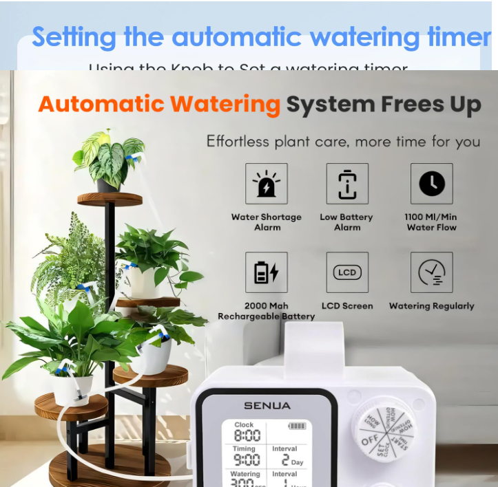 Senua Automatic Drip Irrigation Kit, Smart Programmable Water Timer