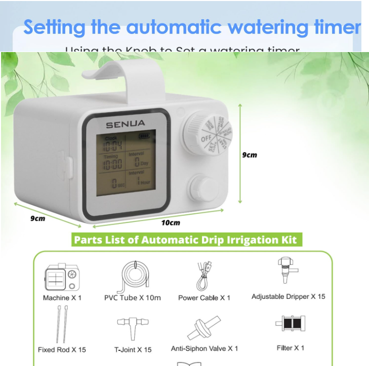 Senua Automatic Drip Irrigation Kit, Smart Programmable Water Timer